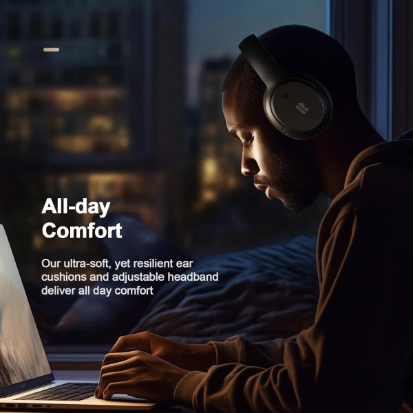 Bluetooth Headphones, Hybrid Active Noise Cancelling Wireless Headphones Over Ear with Microphone, Up to 140H Playtime, Transparency Mode, Deep Bass, Clear Calls, Comfort fit for Travel, Home Office - Image 6